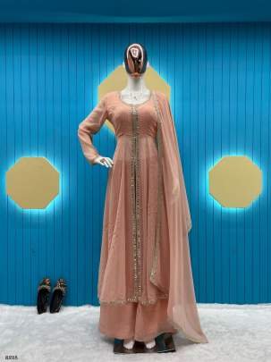 Cording Embroidery Work Georgette Readymade Palazo Suits