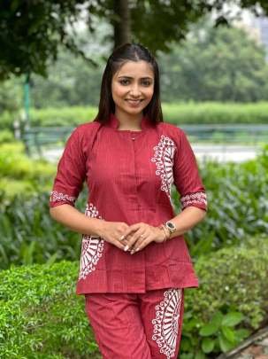 Cotton Co ord Set With Embroidery Work