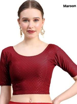 Cotton Lycra Maroon Readymade Blouse 
