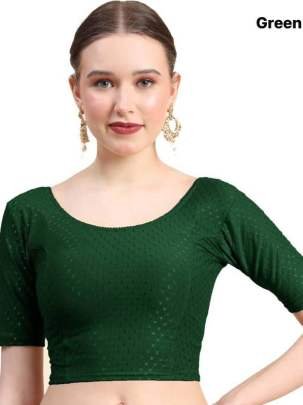 Cotton Lycra Readymade Green Blouse 