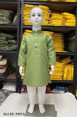 Cotton Silver Weave Pista Colour Kurta Pajama