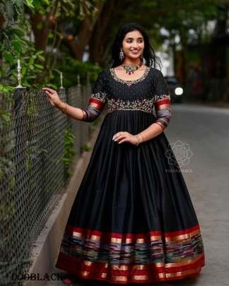 Cotton With Fancy Thread Work Printed Designer Anarkali Suit