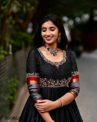 Cotton With Fancy Thread Work Printed Designer Anarkali Suit