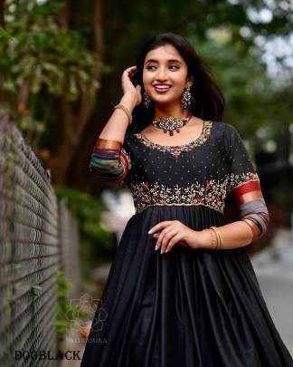 Cotton With Fancy Thread Work Printed Designer Anarkali Suit