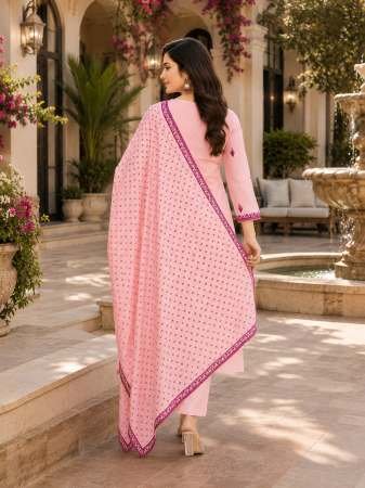 Cottton Blend  Peach Colour  Kurti Pant With Dupatta
