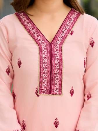 Cottton Blend  Peach Colour  Kurti Pant With Dupatta