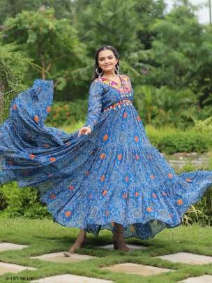 Crazy Green Georgette kutchi Patchework Gown