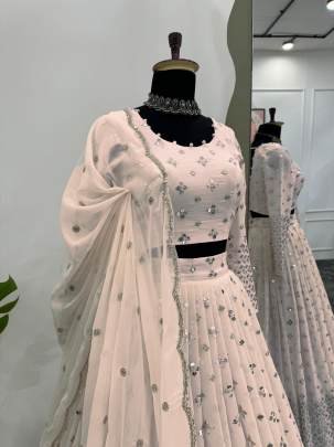 Light Peach Exclusive Designer And Attractive Georgette Lehenga Choli