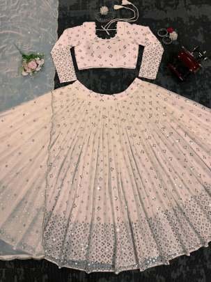 Light Peach Exclusive Designer And Attractive Georgette Lehenga Choli