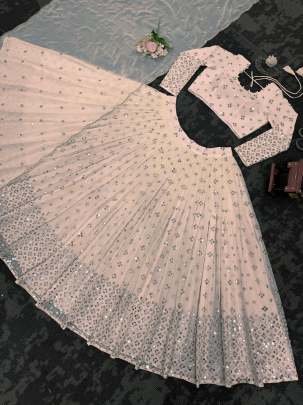 Light Peach Exclusive Designer And Attractive Georgette Lehenga Choli