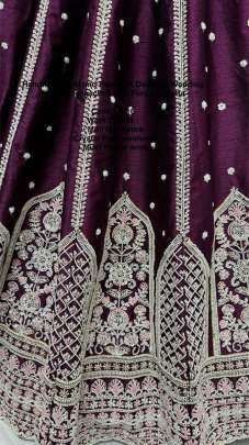 Crystal Pipe Handwork Purple Colour Wedding Lehenga