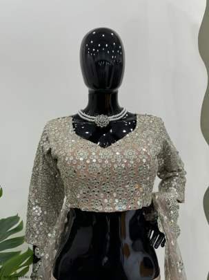 Crystal Rose Color Georgette Wedding Special Sharara Choli Set With Dupatta