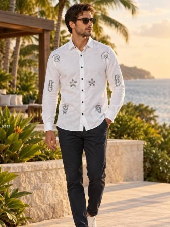 Daily Wear Mens Cotton  Shirt With Embroidery Work
