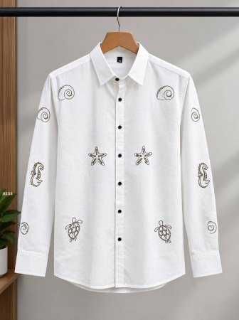 Daily Wear Mens Cotton  Shirt With Embroidery Work