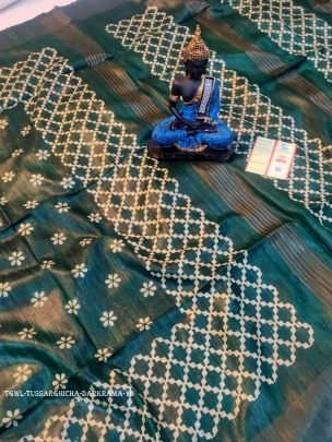 Dark And Shining Rama Screen Printed Original Tussar Ghicha Silk Saree
