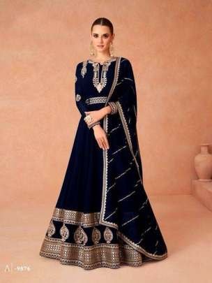 Dark Blue Anarkali Georgette Suit Dupatta
