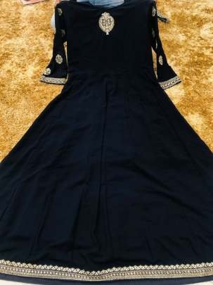 Dark Blue Anarkali Georgette Suit Dupatta