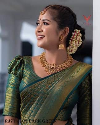 Dark Green Banarasi  Soft Silk Saree With Zari Weaving Work
