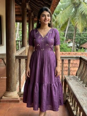 Dark Onion Soft Roman Hand Work Gown