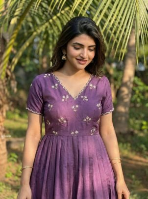 Dark Onion Soft Roman Hand Work Gown