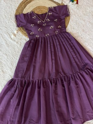 Dark Onion Soft Roman Hand Work Gown