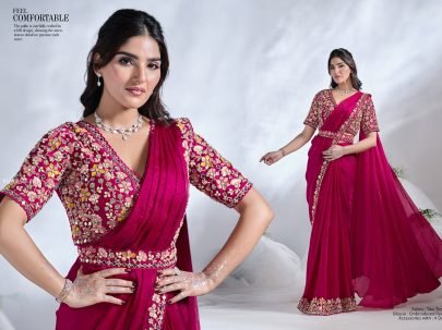 Dark Pink Saree With Designer Belt By Mohmanthan 24600 Series