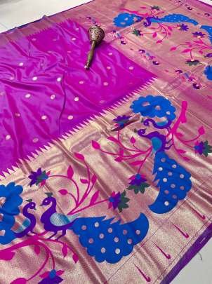 Dark Pink Soft Kanchivaram Pethani Silk Saree