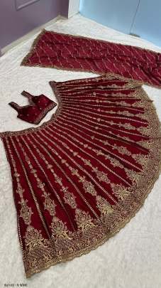 Deep Wine Kasturi Silk Sequins Work Lehenga Choli With Dupatta