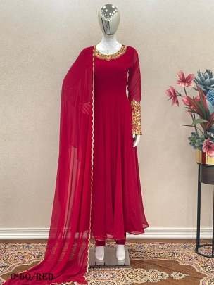 Designer Anarkali Red Gown