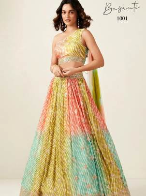 Designer Basanti Dola Silk Multi Color Lehenga Choli 1001