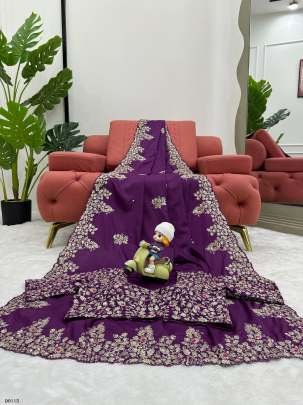 Designer Beautiful Tread And Sequence Work Saree