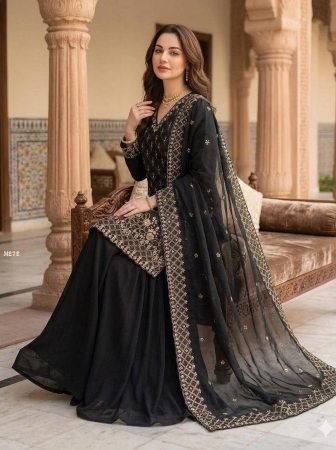 Designer Black Beads Work Plazzo Suit Set