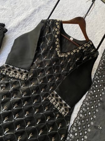 Designer Black Beads Work Plazzo Suit Set