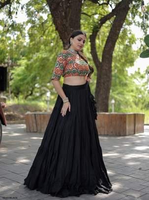 Designer Black Rayon Readymade Lehenga Choli