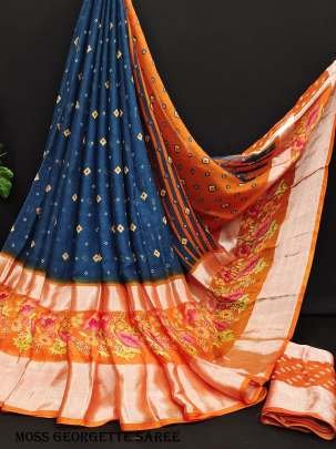 Designer Blue Moss  Georgette Saree 