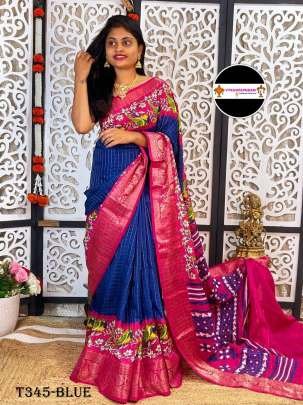 Designer Blue Pure Dola Silk Saree