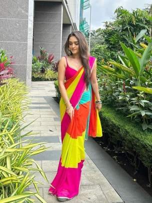 Designer Bollywood Rainbow Heavy Georgette Sarees with blouse piece