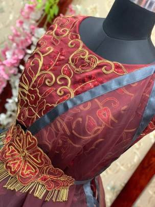 Designer Brown  Organza Printed Lehenga for Bridesmaid