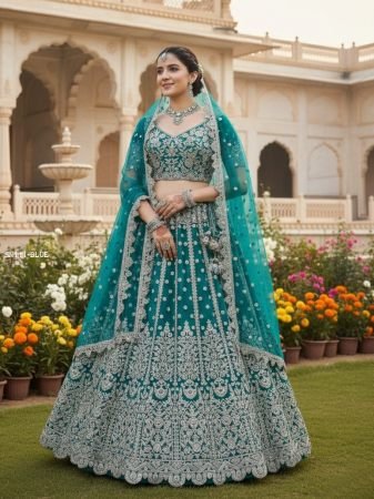 Designer Butterfly Net Bridal Lehenga with Sequence Work