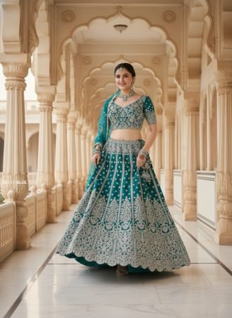 Designer Butterfly Net Bridal Lehenga with Sequence Work