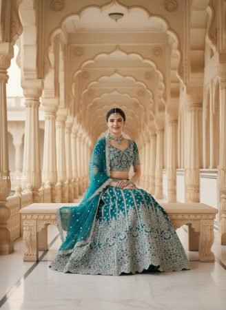 Designer Butterfly Net Bridal Lehenga with Sequence Work