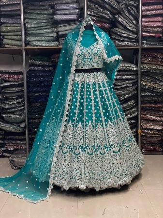 Designer Butterfly Net Bridal Lehenga with Sequence Work
