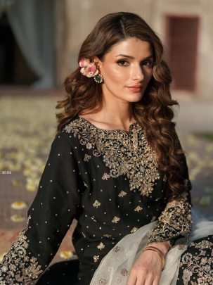 Designer  Chinon Silk Plazzo Set With Sequence Work