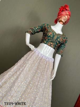 Designer Collection White Georgette Lehenga Choli