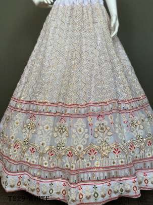 Designer Collection White Georgette Lehenga Choli