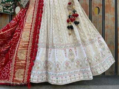 Designer Collection White Georgette Lehenga Choli