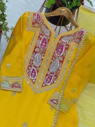 Designer Collection Yellow Sequence Work Gharara Suit