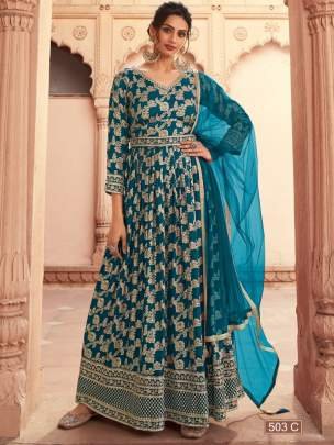 Designer DIF 503 C Rama Color Dola Jacquard Gown 