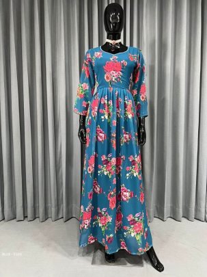Designer Digital print with lace broder Fox Gorgette Kurtis