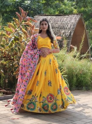 Designer Dola Silk Lehenga Choli With Dori Latkan
